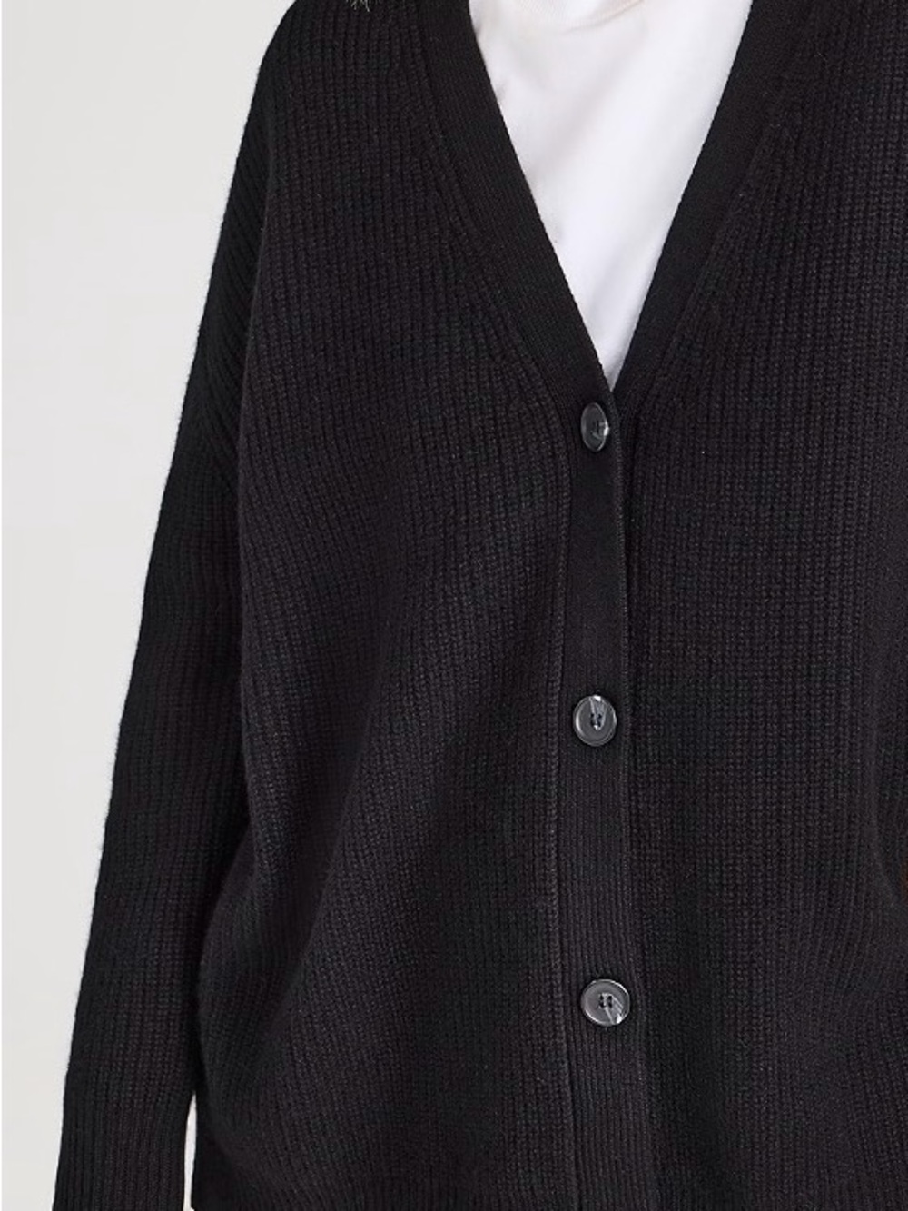 Jenny Kayne Cashmere Black V-Neck Button Cardigan Sweater